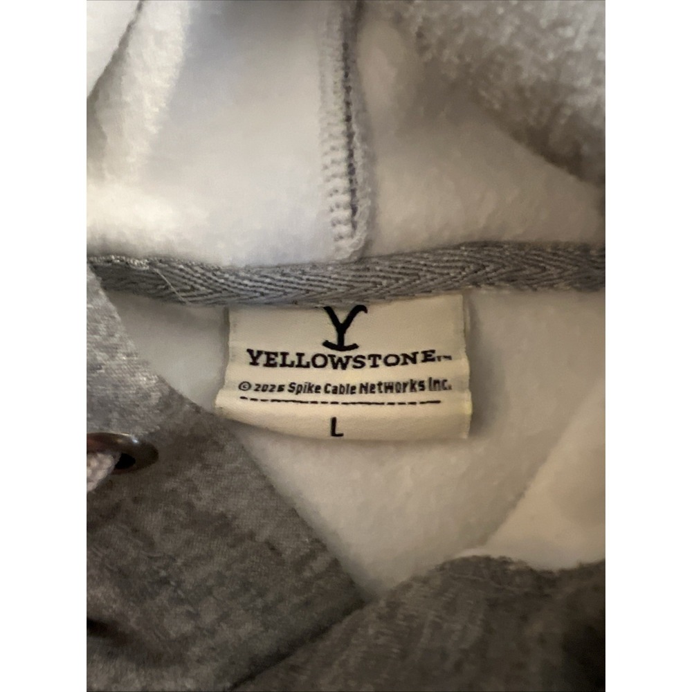 Yellowstone Men's Large Grey And Yellow Hoodie Dutton Ranch - Picture 3 of 5